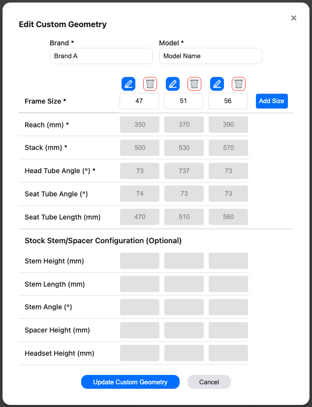 Edit custom geometry